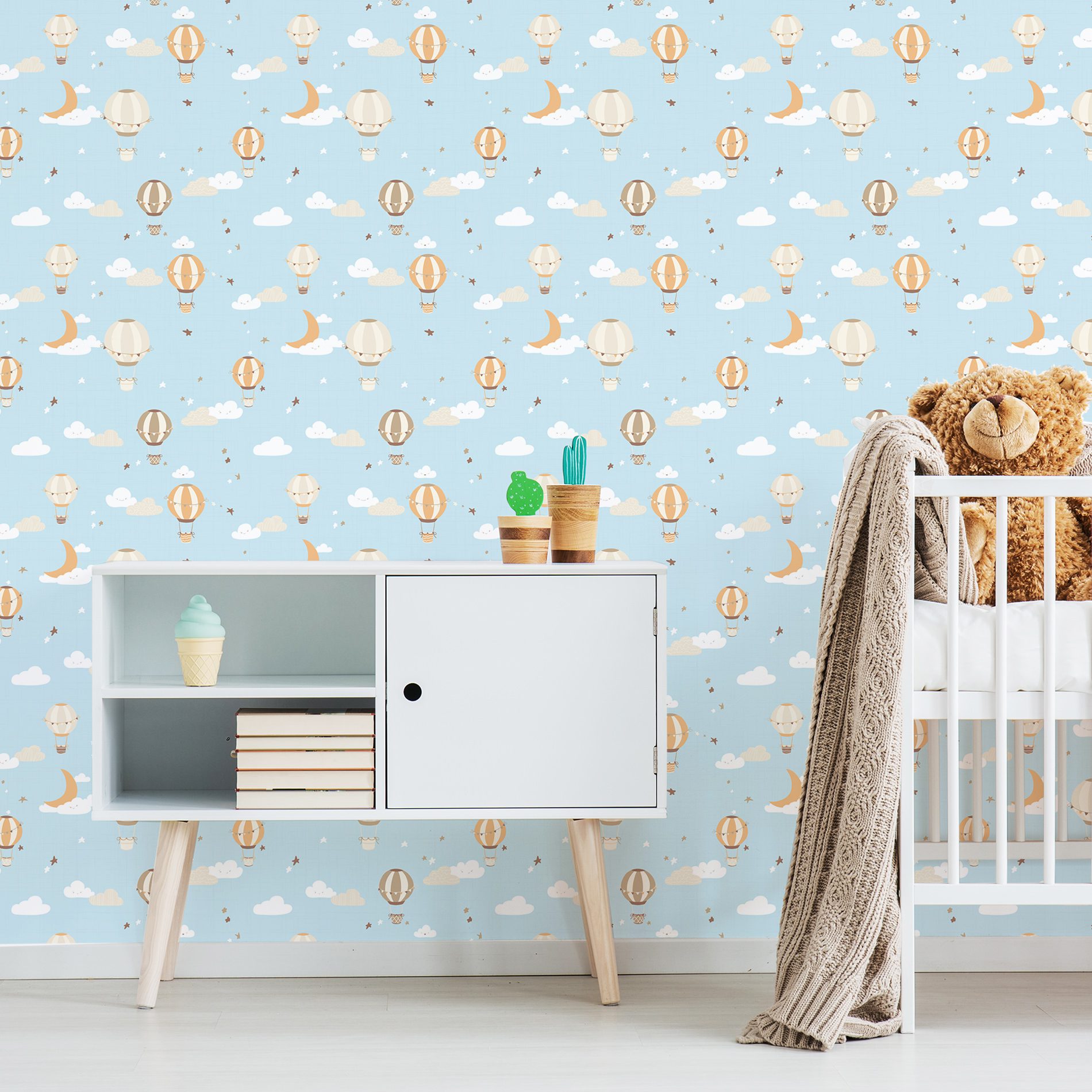 Papel de Parede Balões para Quarto de Bebê 57x270cm,Papel de Parede Balões para Quarto de Bebê 57x270cm