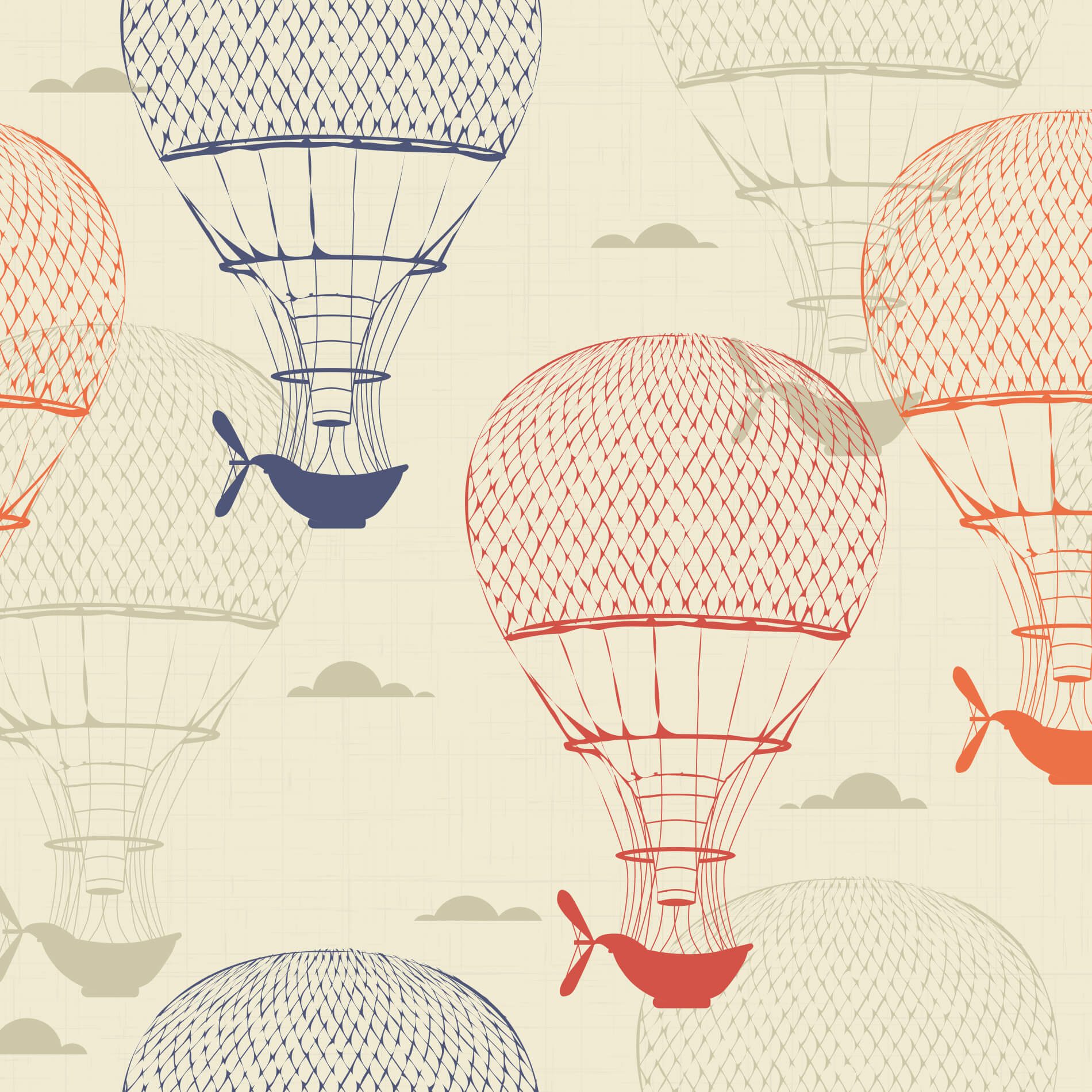 Papel de Parede Balões Vintage para Quarto Infantil 57x270cm