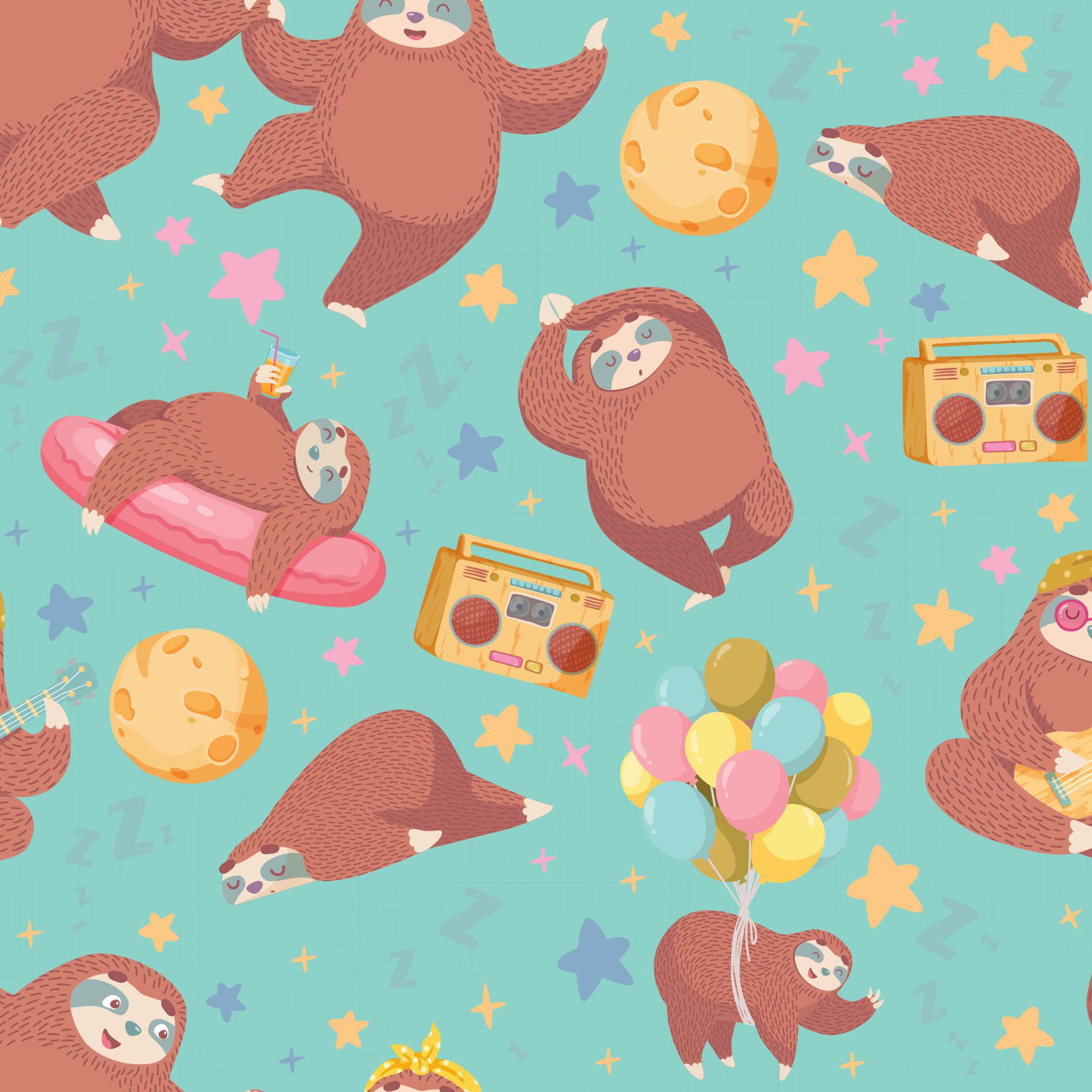 Papel de Parede Bicho Preguiça para Quarto Infantil