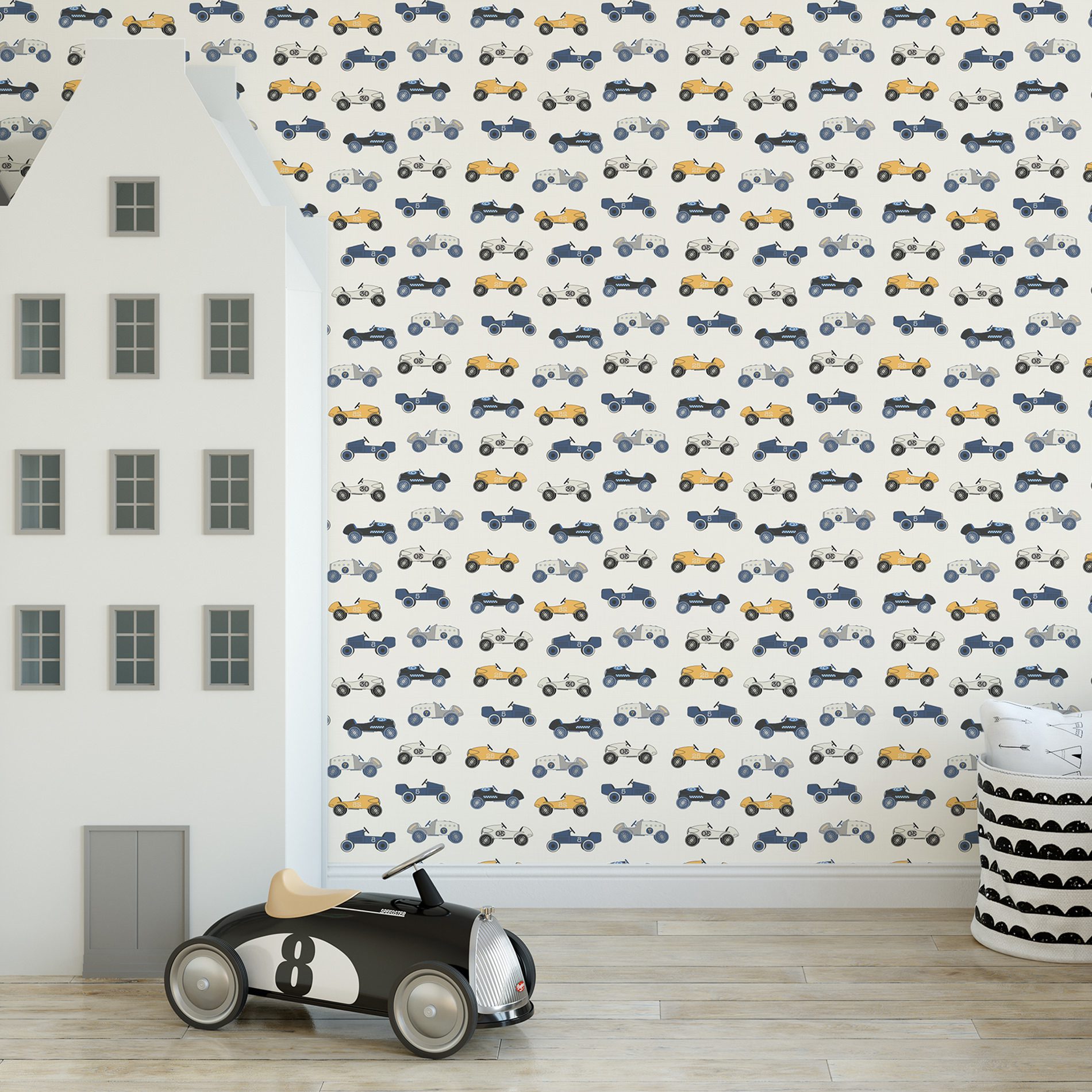 Papel de Parede Vintage Carros para Quarto 57x270cm,Papel de Parede Vintage Carros para Quarto 57x270cm