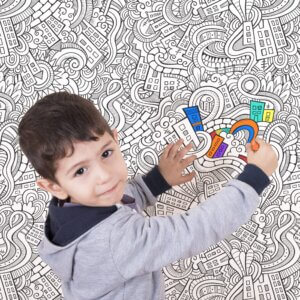 Papel de Parede Branco e Preto para Colorir Cidades 57x270cm