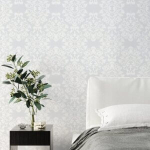 Papel de Parede Arabesco Cinza e Off-White 57x270cm,Papel de Parede Arabesco Cinza e Off-White 57x270cm