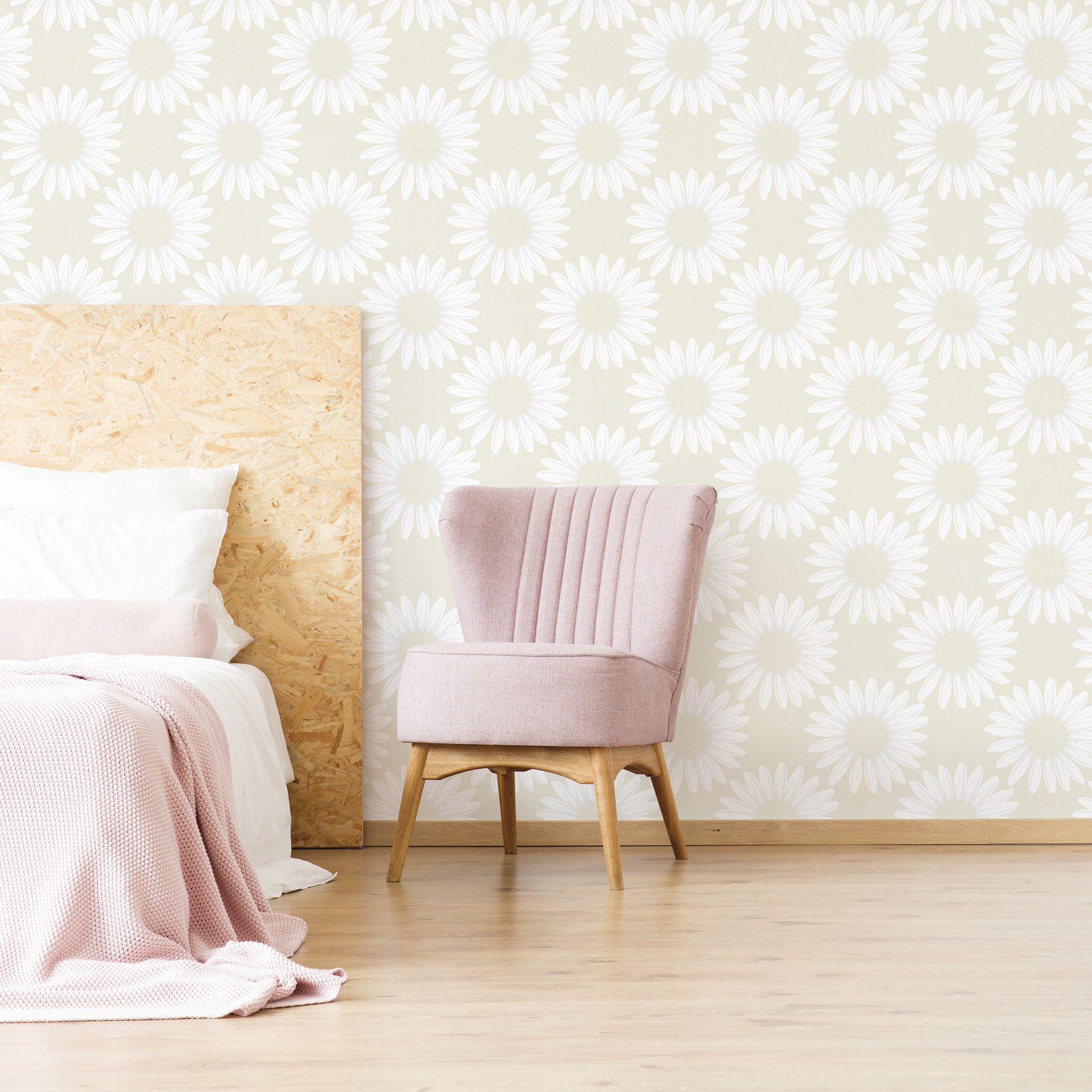 Papel de Parede Adesivo Floral Bege