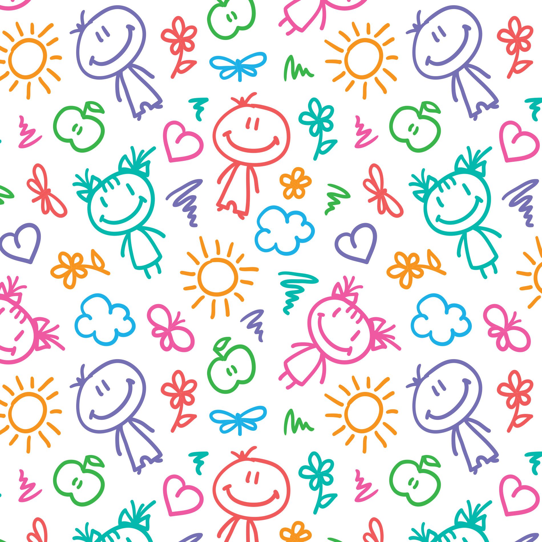 Papel de Parede Infantil Colorido Infância Desenhos 57x270cm,Papel de Parede Infantil Colorido Infância Desenhos 57x270cm
