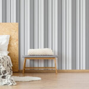 Papel de Parede Listrado Tons de Cinza para Sala 57x270cm