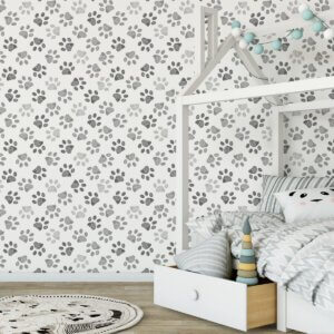 Papel de Parede Patinhas tons de Cinza 57x270cm