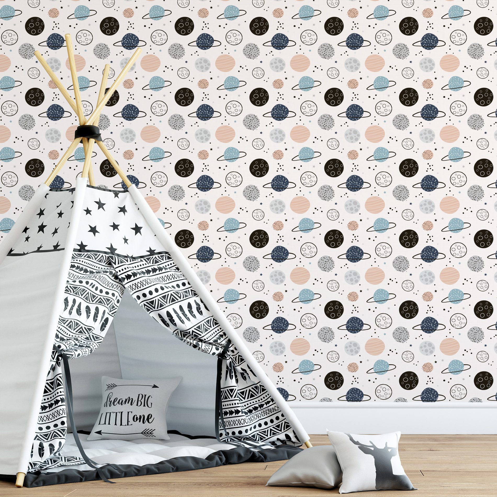 Papel de Parede Espaço e Planetas 57x270cm,Papel de Parede Espaço e Planetas 57x270cm