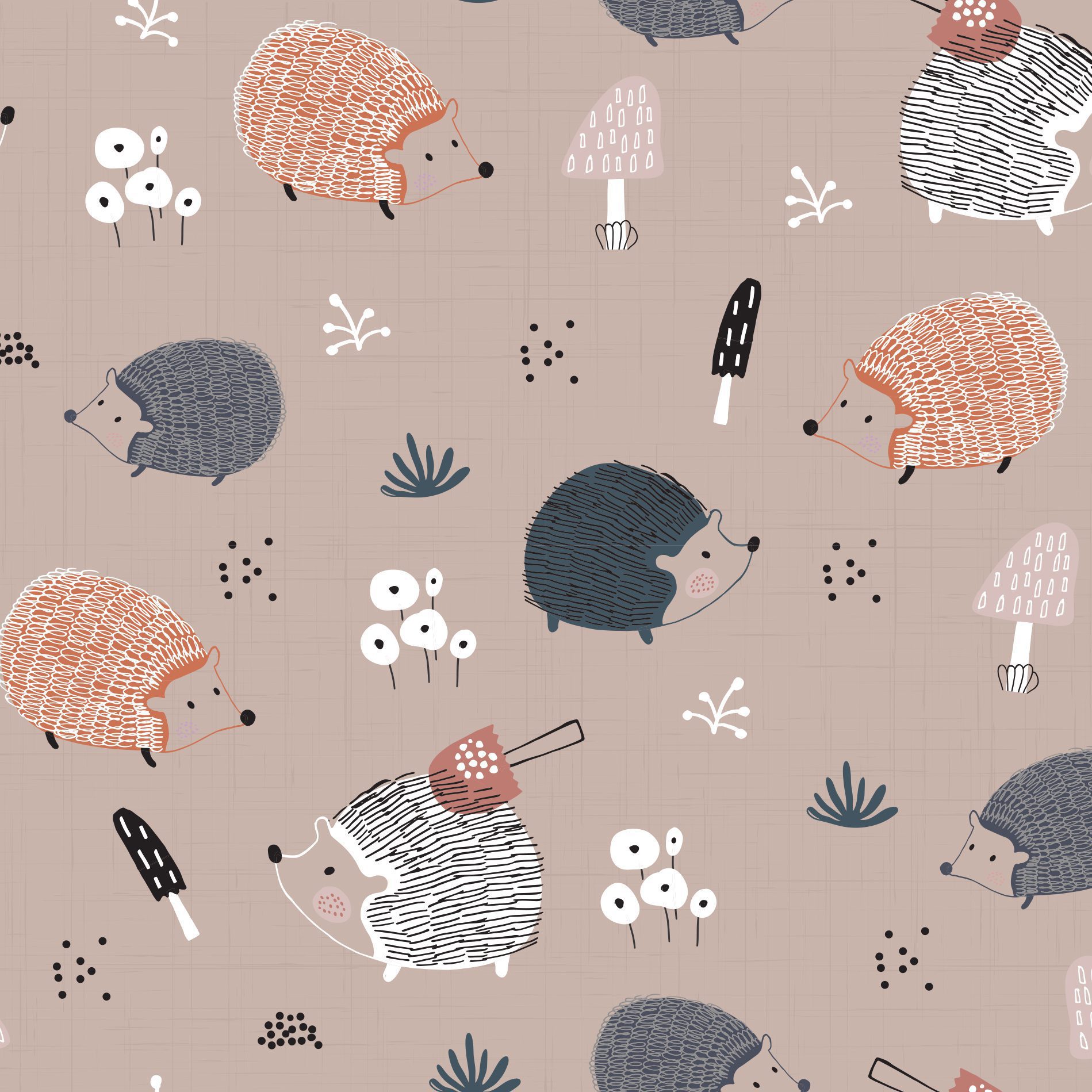 Papel de Parede Infantil Porco Espinho Escandinavo