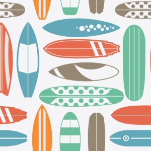 Papel de Parede Pranchas de Surf Coloridas 57x270cm