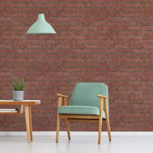Papel de Parede Tijolos 3D Vermelhos Lineares