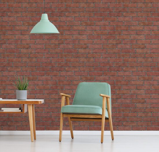 Papel de Parede Tijolos 3D Vermelhos Lineares 57x270cm