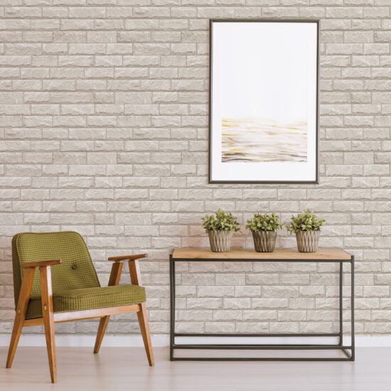 Papel de Parede Tijolos 3D Concreto Claro Adesivo 57x270cm