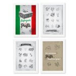 Quadros Pasta Italiana Moldura Branca 22x32cm 4un