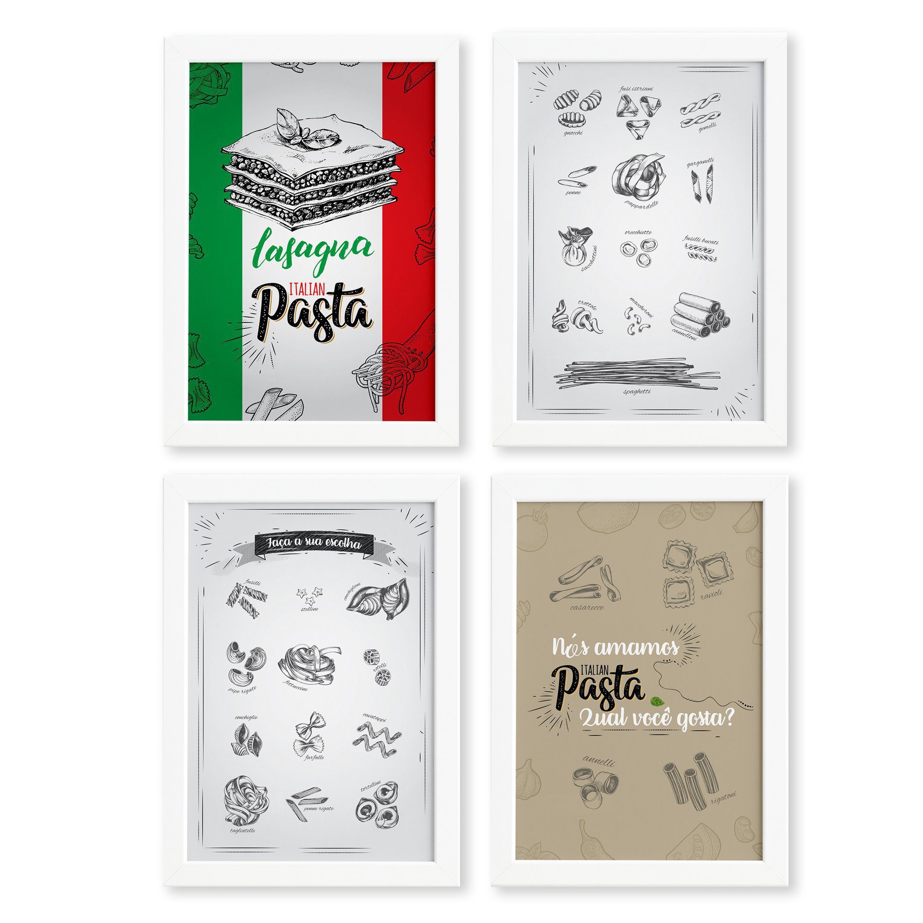 Quadros Pasta Italiana Moldura Branca