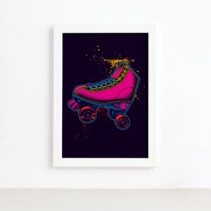 Quadro Patins Hobby Moldura Branca 22x32cm,Quadro Patins Hobby Moldura Branca 22x32cm