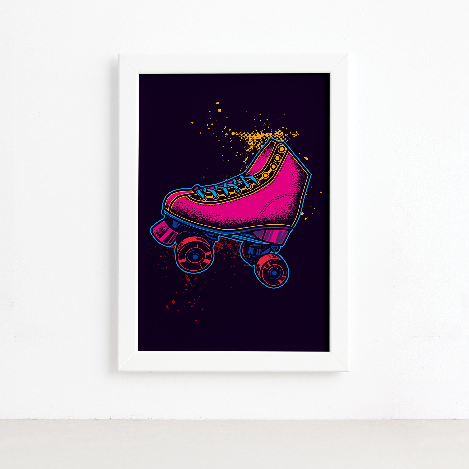 Quadro Patins Hobby Moldura Branca 22x32cm,Quadro Patins Hobby Moldura Branca 22x32cm