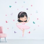 Adesivo de Parede Bailarina Asiática para Quarto de Menina
