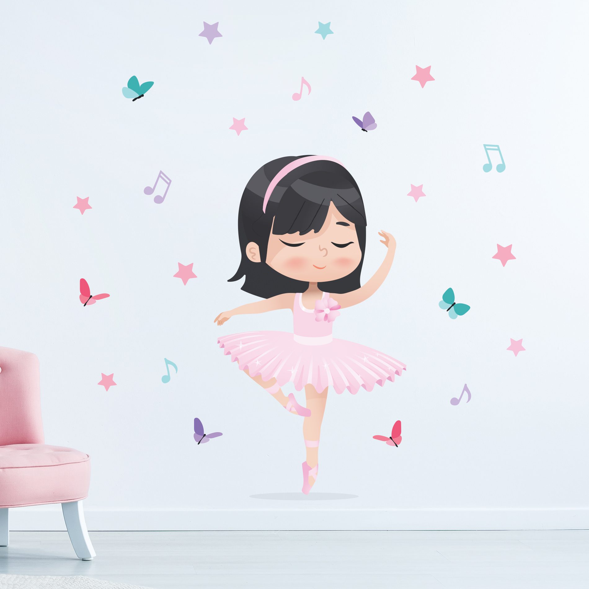 Adesivo de Parede Bailarina para Quarto de Menina - Étnico