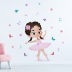 Adesivo Infantil Bailarina Menina Cabelo Castanho