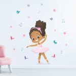 Adesivo de Parede Bailarina Negra para Quarto de Menina