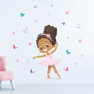 Adesivo de bailarina negra para quarto de menina