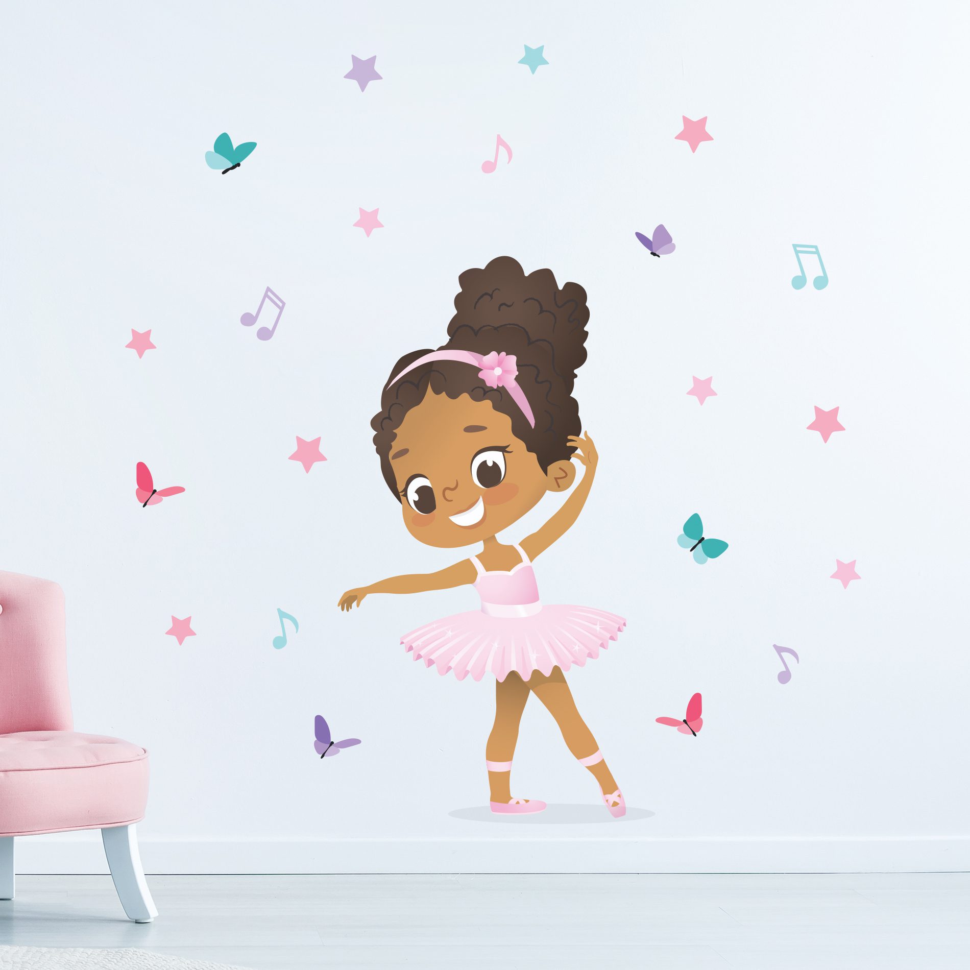 Adesivo de bailarina negra para quarto de menina