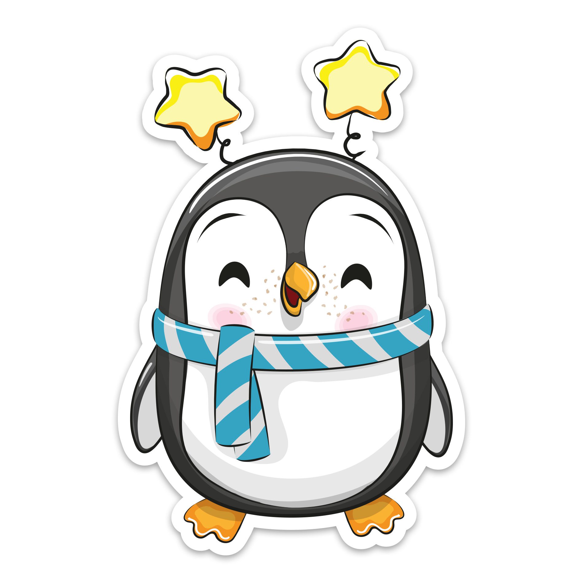 Adesivo de Pinguim para Geladeira Estrelas