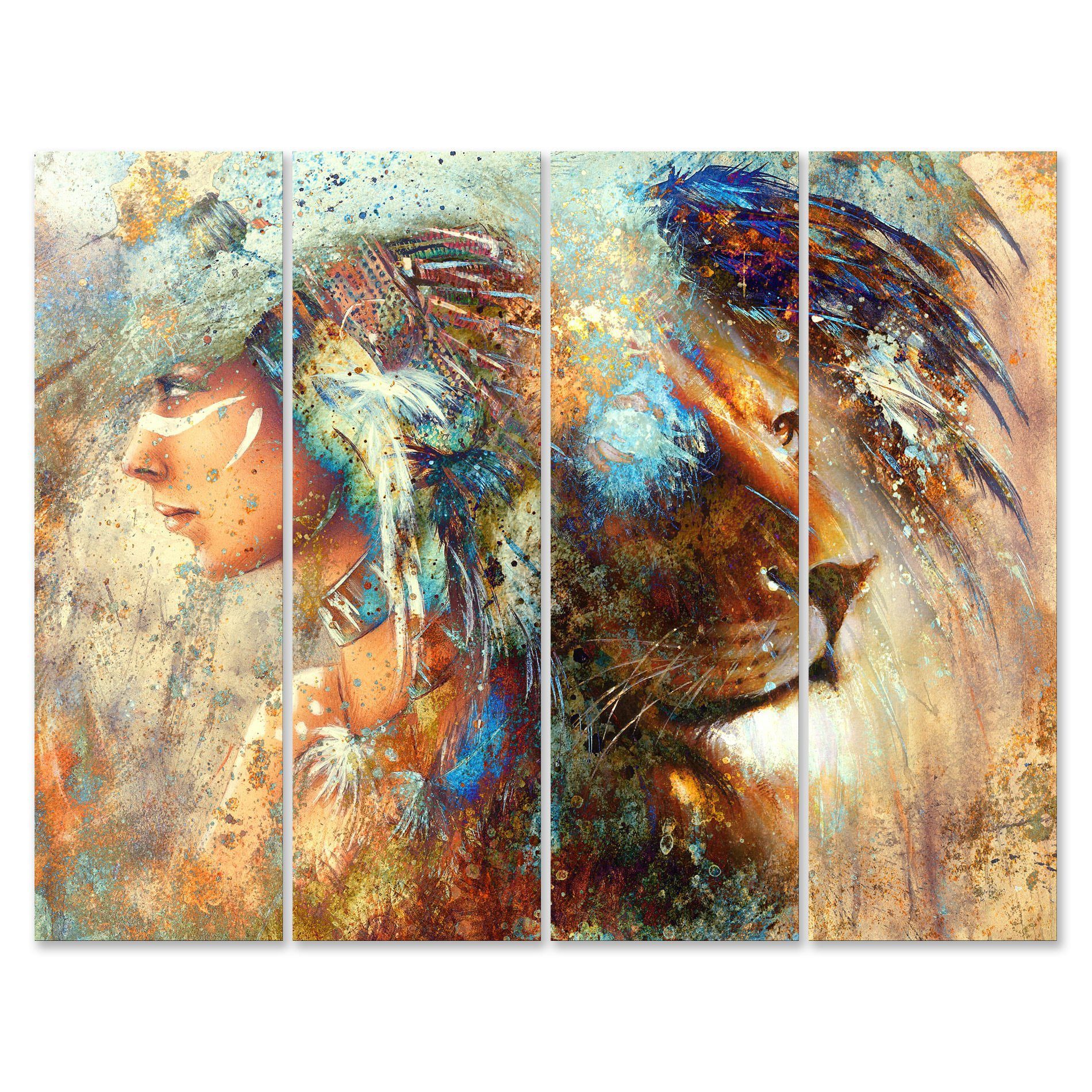 Placa Painel Decorativa em MDF Foto Índia e Leão