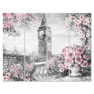 Placa Painel Decorativa em MDF Foto Londres Flores