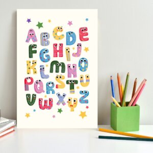 Placa Decorativa Infantil Alfabeto Kids 20x30cm