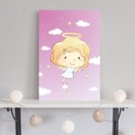 Placa Decorativa Anjinho Menina Voando 20x30cm