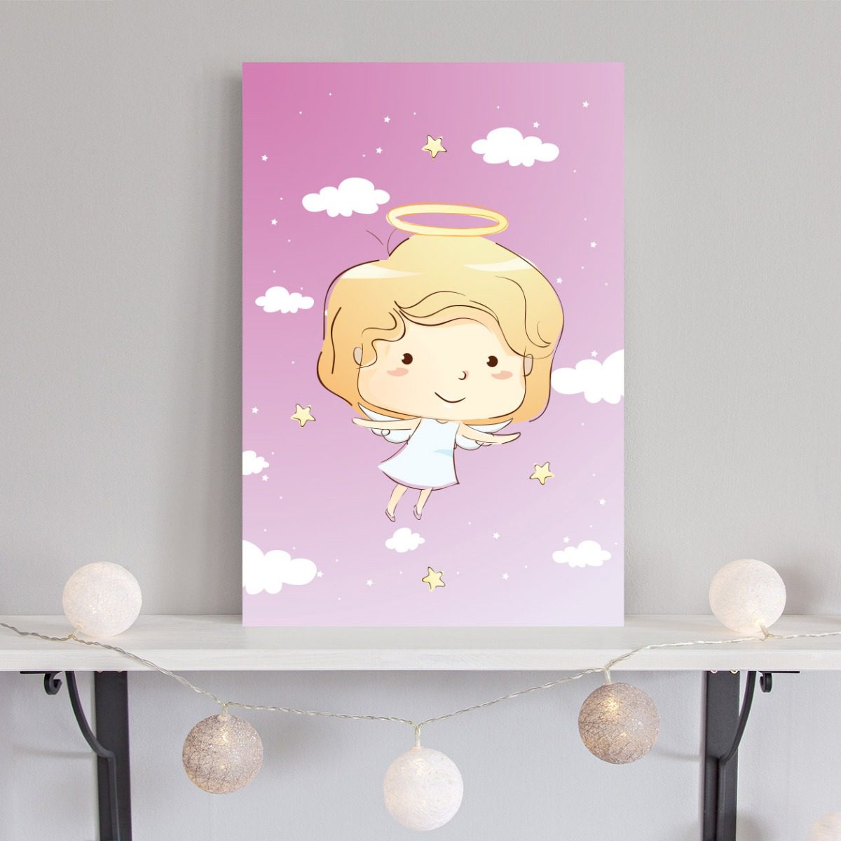Placa Decorativa Anjinho Menina Voando 30x40cm