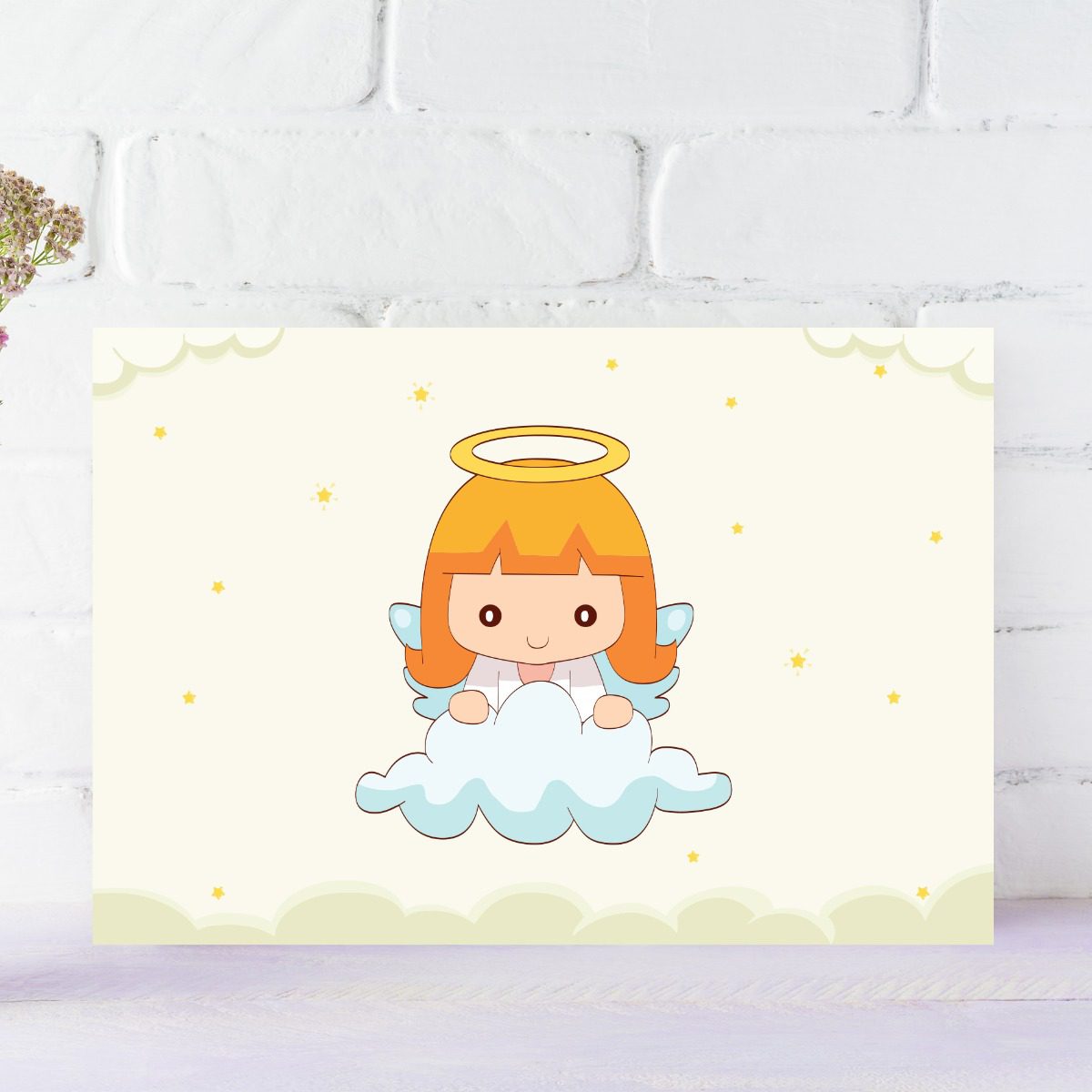 Placa Decorativa Anjinho na Nuvem 30x40cm