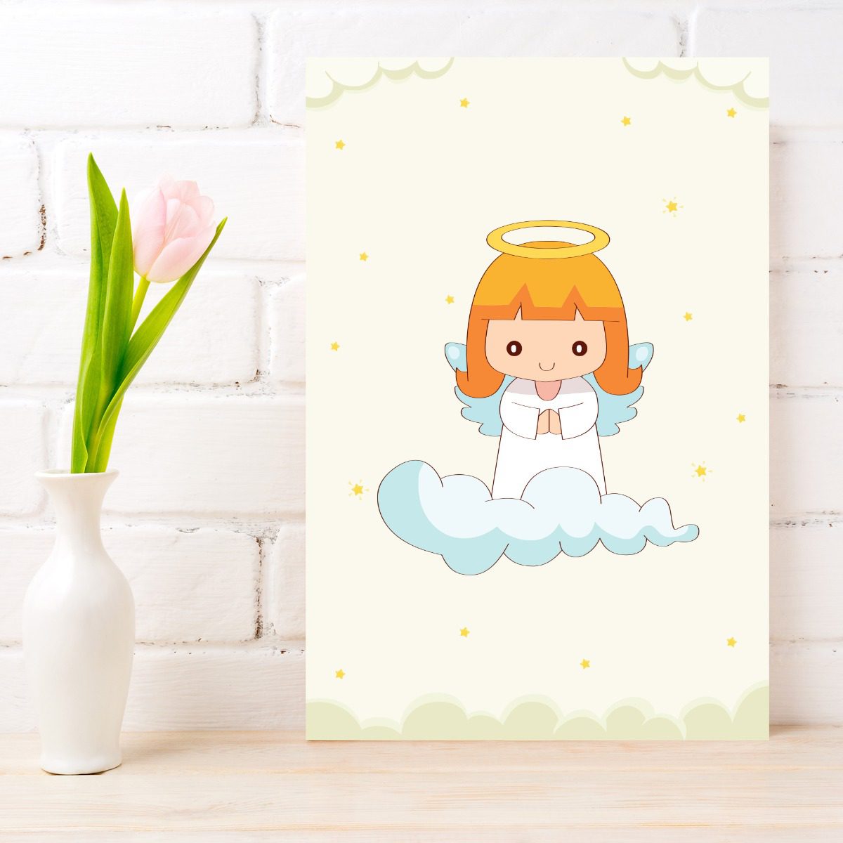 Placa Decorativa Anjinho Rezando 20x30cm