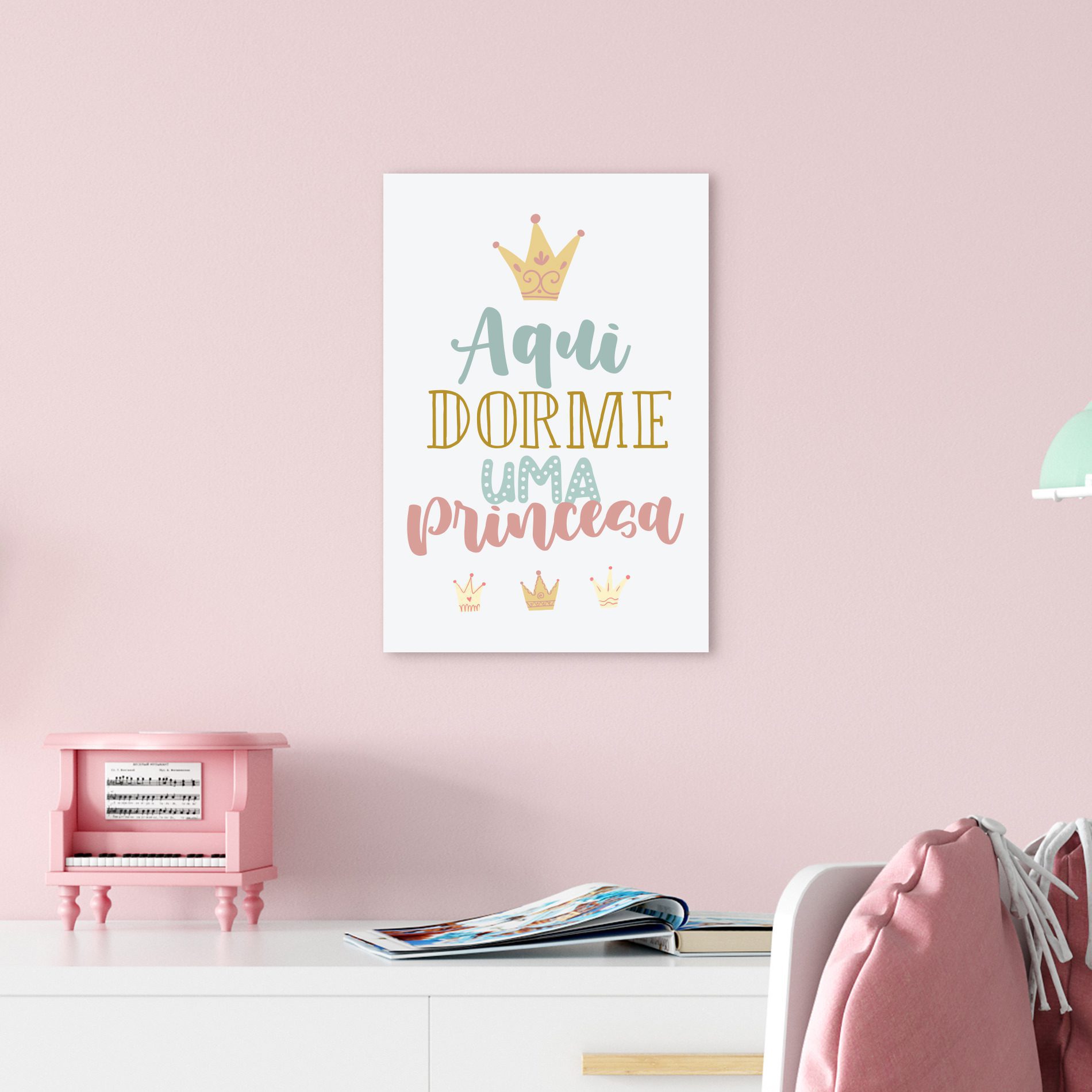 Placa Decorativa Aqui Dorme Uma Princesa 20x30cm,Placa Decorativa Aqui Dorme Uma Princesa 20x30cm