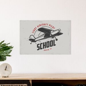 Placa Decorativa Vintage Avião School 20x30cm,Placa Decorativa Vintage Avião School 20x30cm