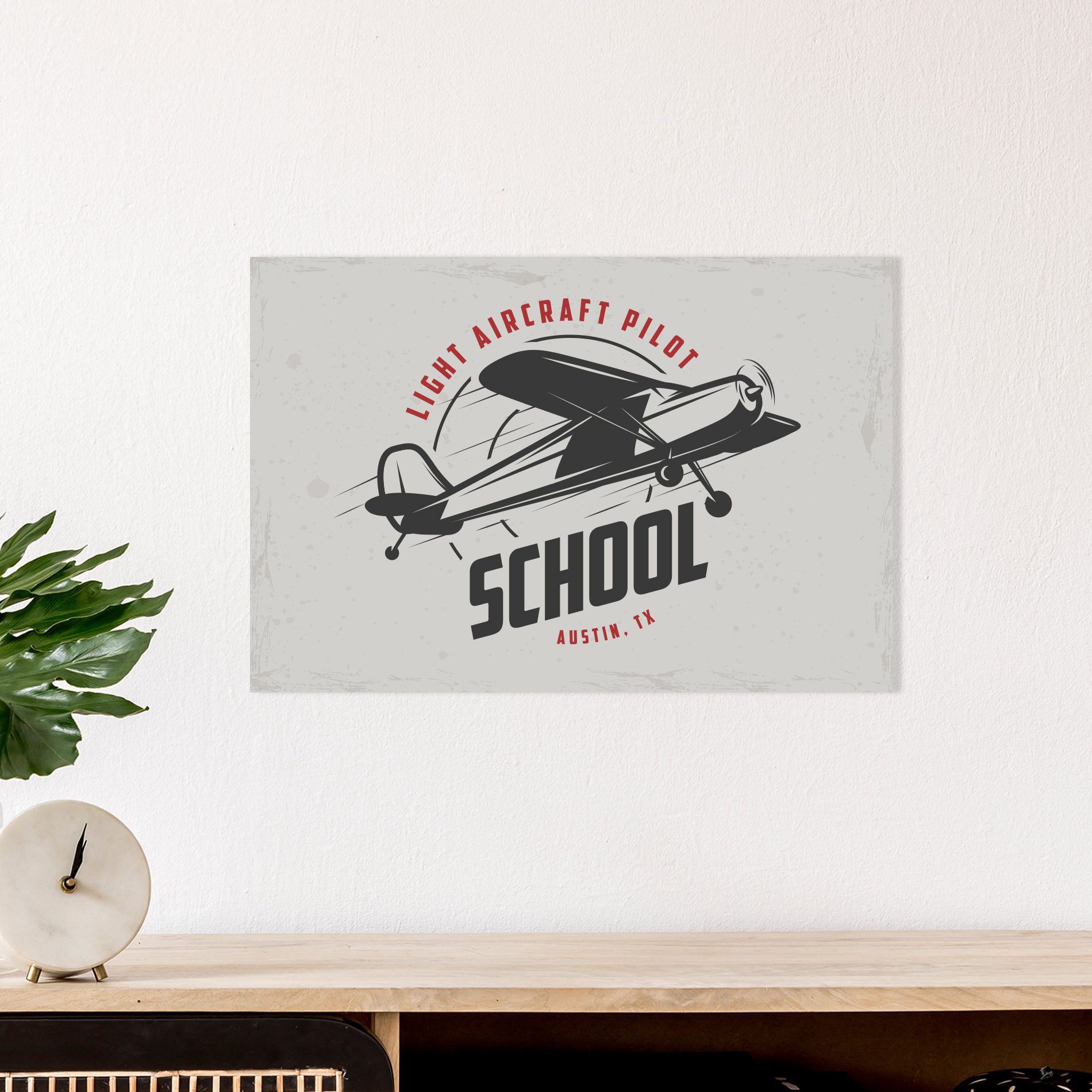 Placa Decorativa Vintage Avião School 20x30cm,Placa Decorativa Vintage Avião School 20x30cm