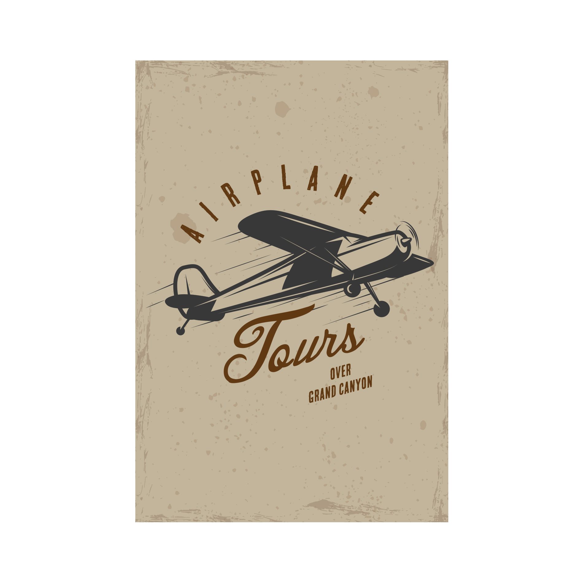 Placa Decorativa Vintage Avião Tours 02 20x30cm,Placa Decorativa Vintage Avião Tours 02 20x30cm