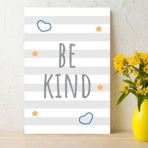 Placa Decorativa MDF Infantil Be Kind Azul 20x30cm