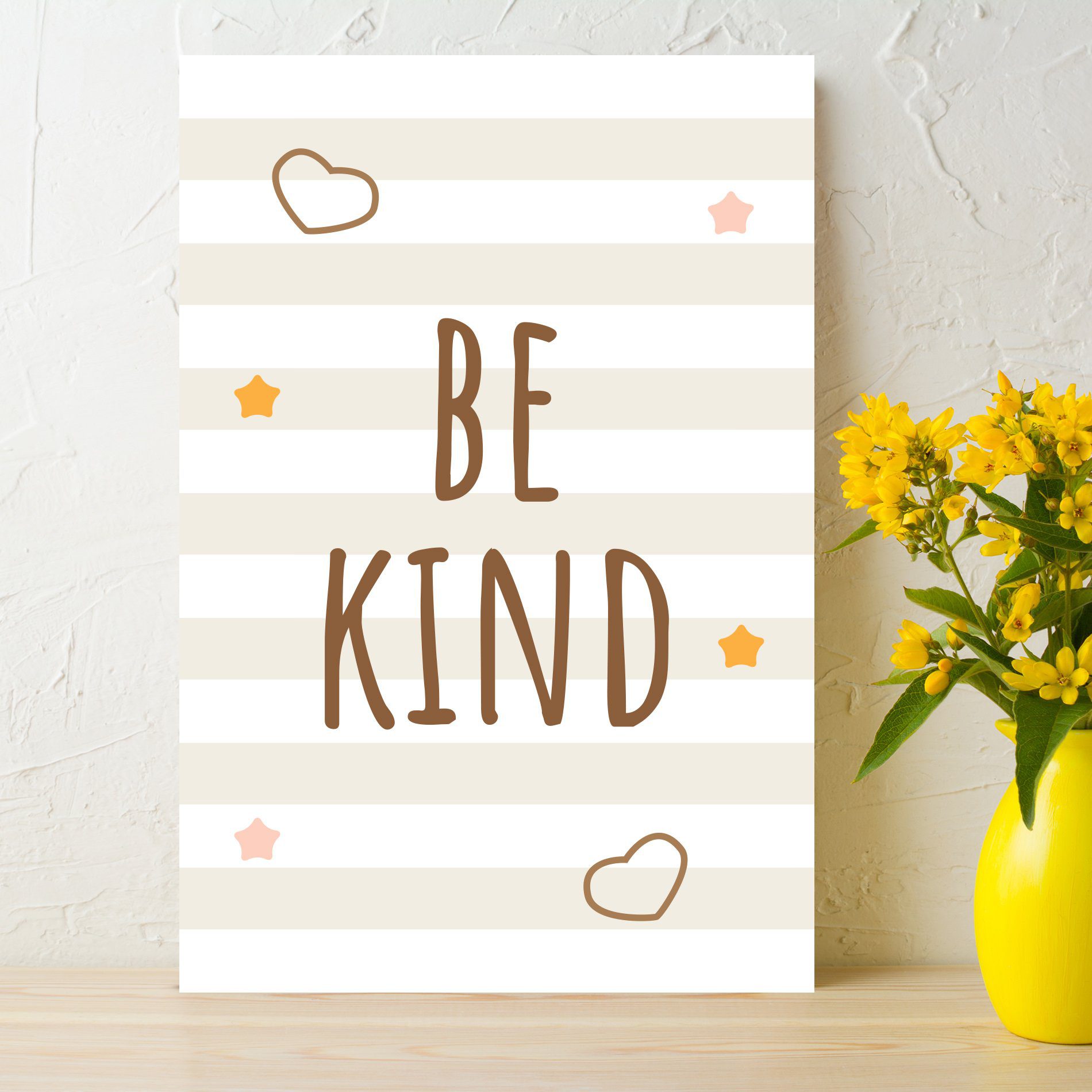 Placa Decorativa MDF Infantil Be Kind Marrom 20x30cm