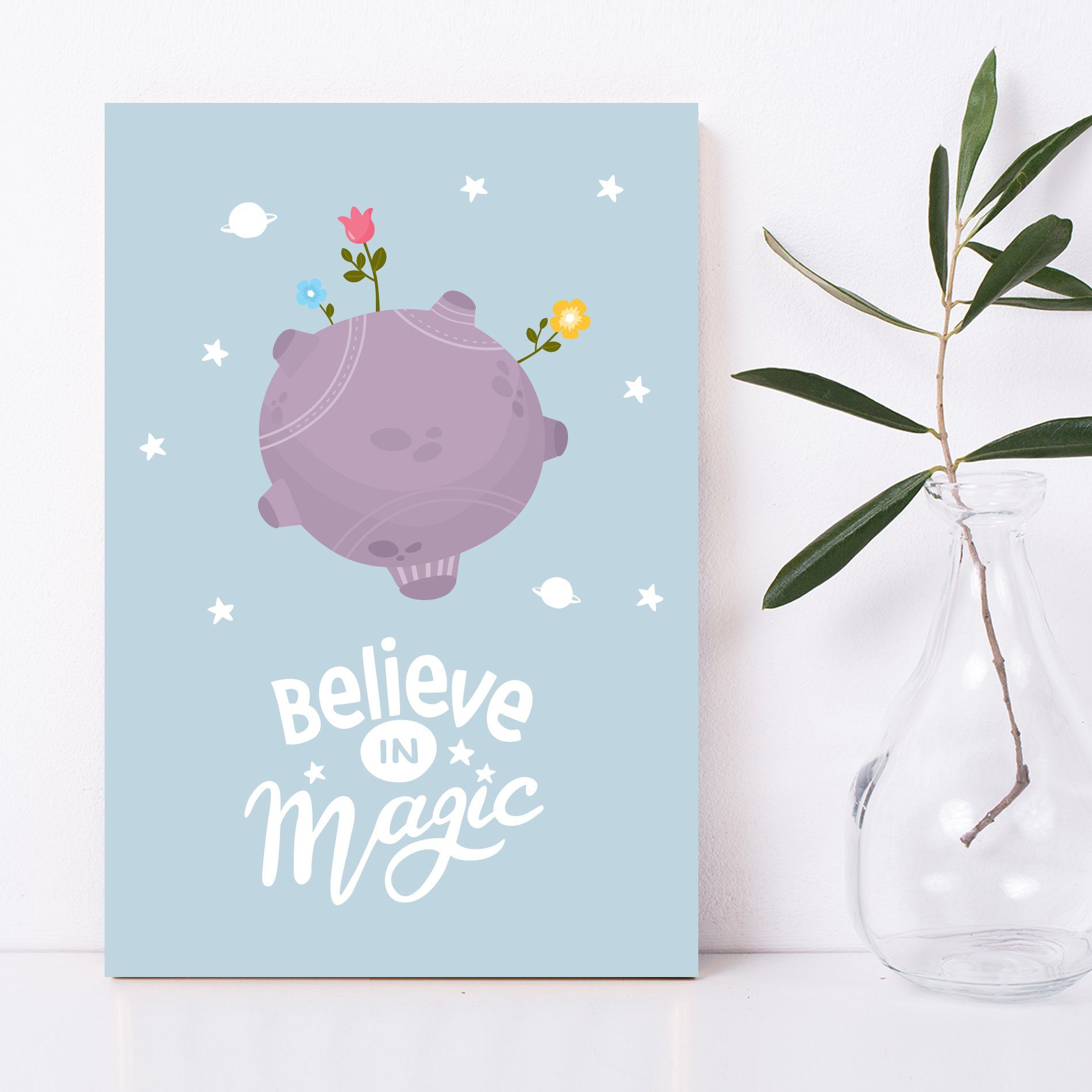 Placa Decorativa MDF Quarto Planeta Pequeno Príncipe