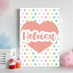 Placa Nome Personalizado Corações e Bolinhas 20x30cm