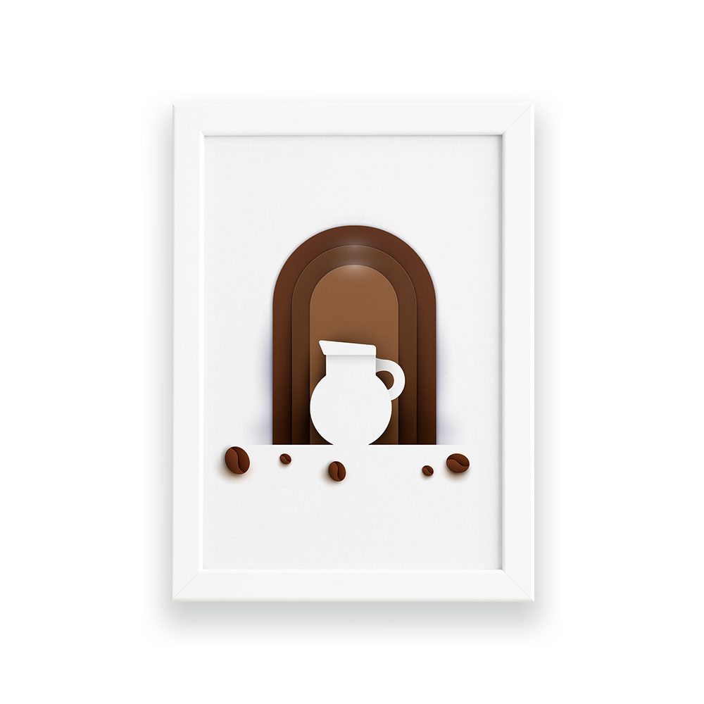 Quadro Decorativo Café Paper Jarra 22x32cm Branco