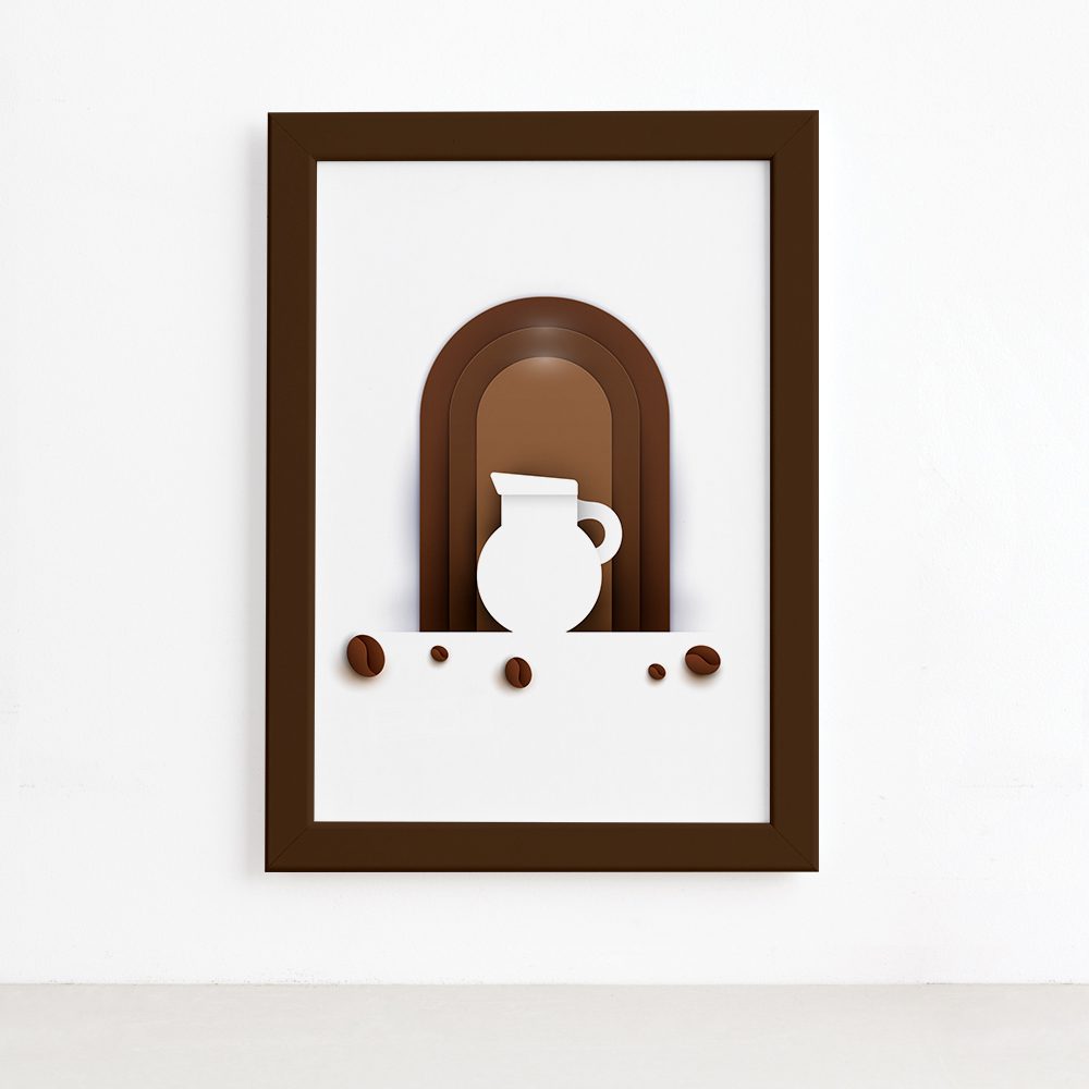 Quadro Decorativo Café Paper Jarra 33x43cm Marrom