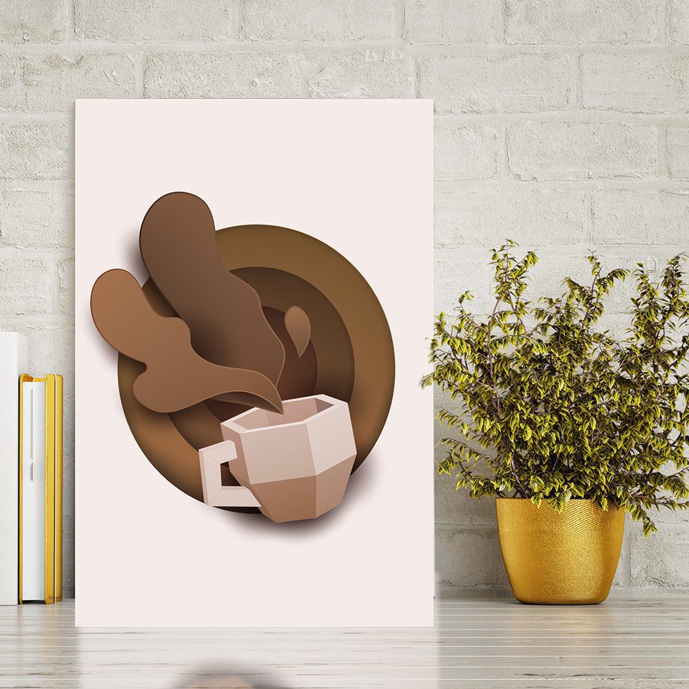 Placa Decorativa Xícara Cafezinho Paper 30x40cm