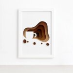 Quadro Decorativo Xícara Café e Grãos Mold Branca 22x32cm