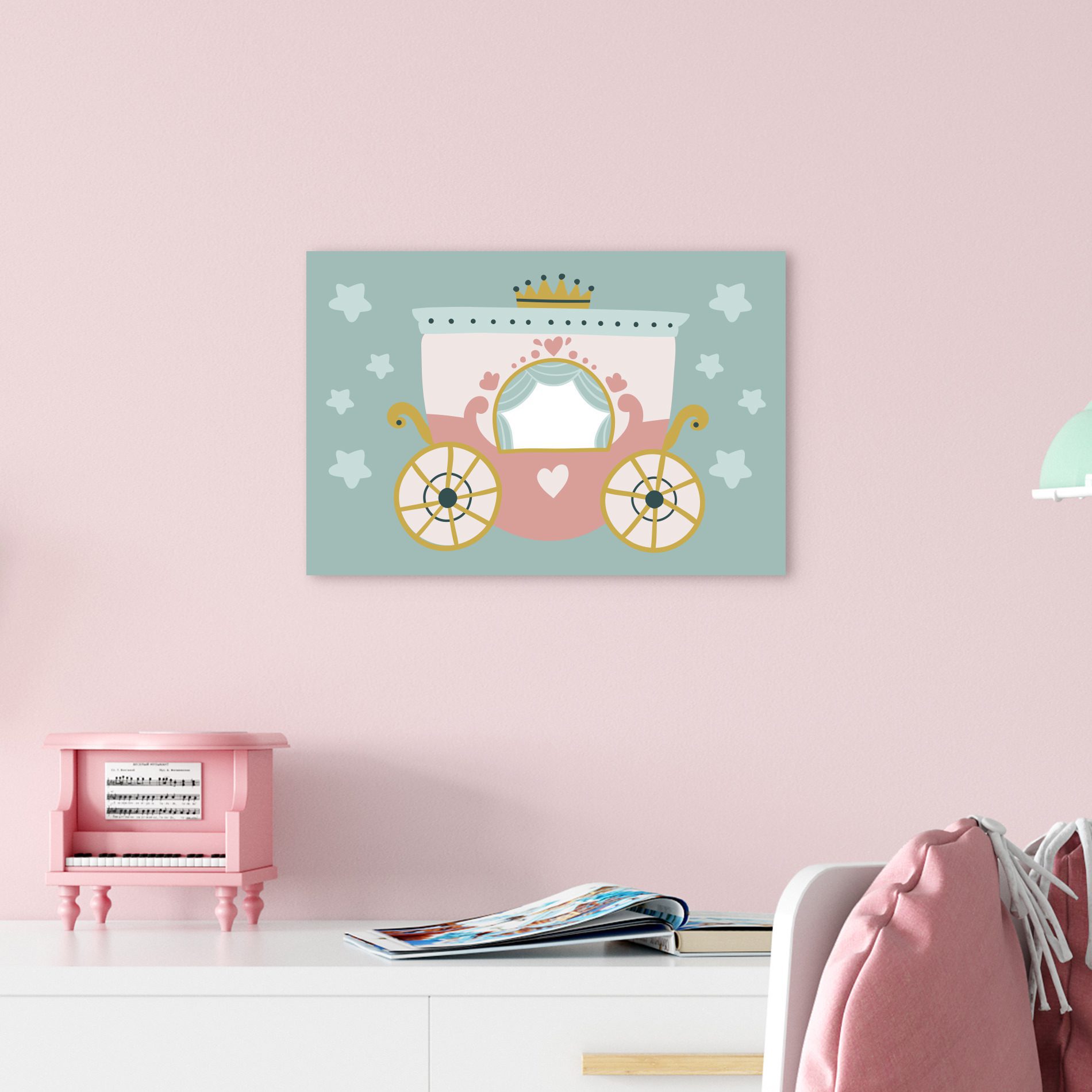 Placa Decorativa Carruagem da Princesa 20x30cm,Placa Decorativa Carruagem da Princesa 20x30cm
