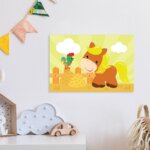 Placa Decorativa Cavalinho e Galo Fazenda Feliz 30x40cm