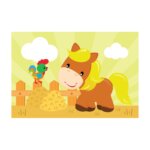 Placa Decorativa Cavalinho e Galo Fazenda Feliz 20x30cm