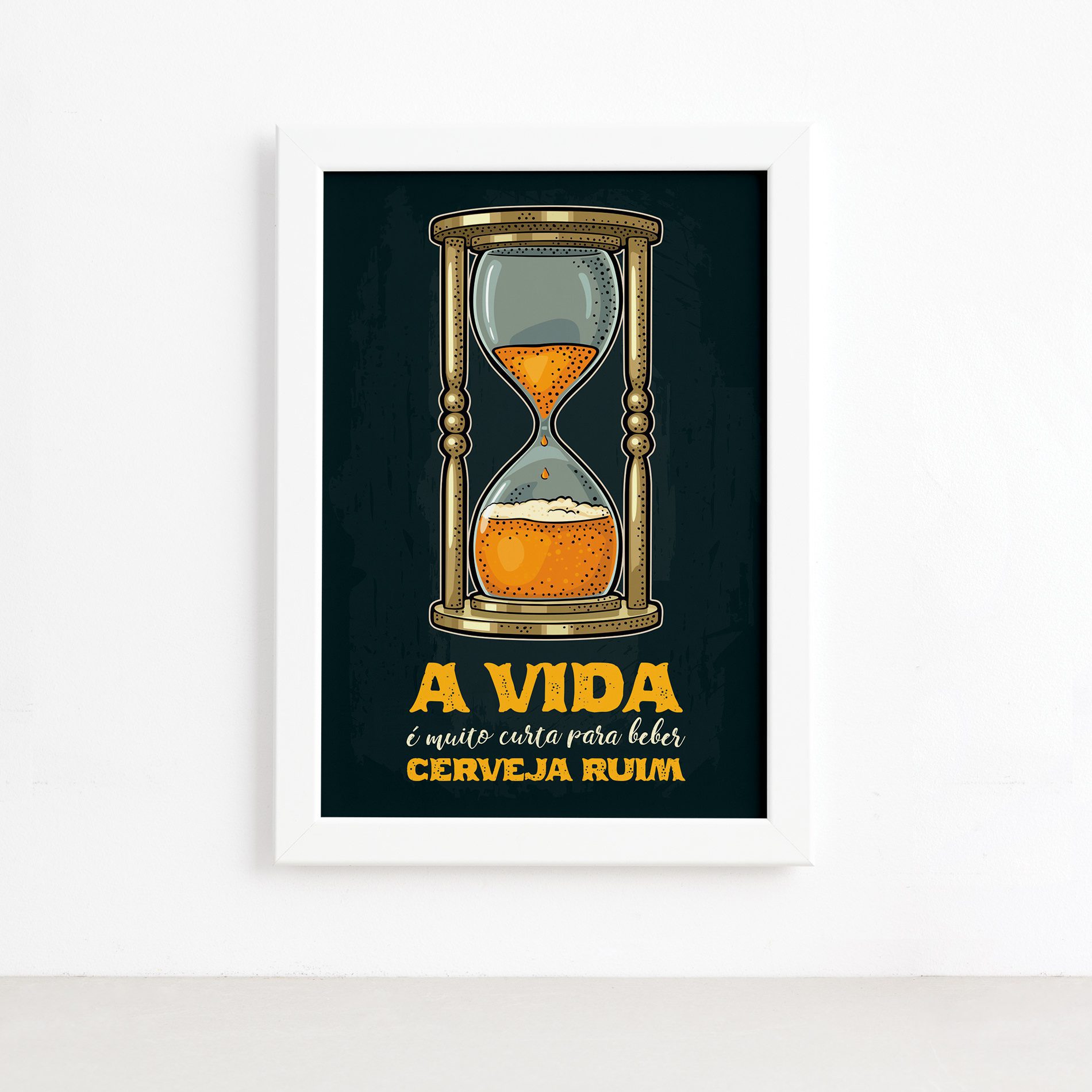 Quadro Frase Cerveja Ruim Moldura Branca 22x32cm,Quadro Frase Cerveja Ruim Moldura Branca 22x32cm
